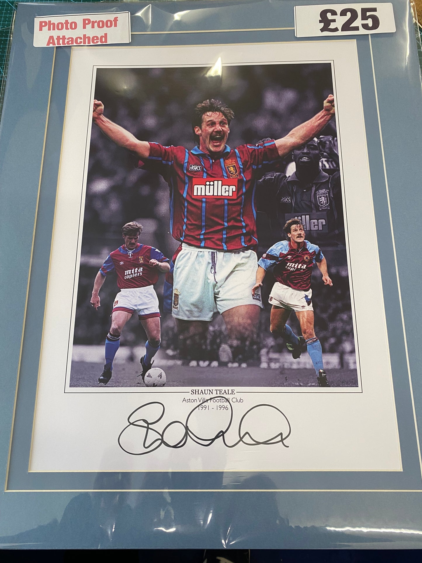 Aston Villa Shaun Teale personally signed limited edition print