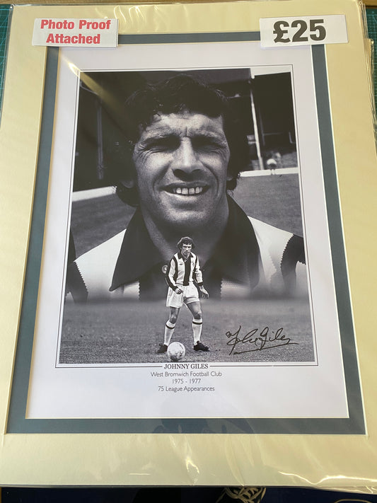 West Bromwich Albion Johnny Giles personally signed limited edition print