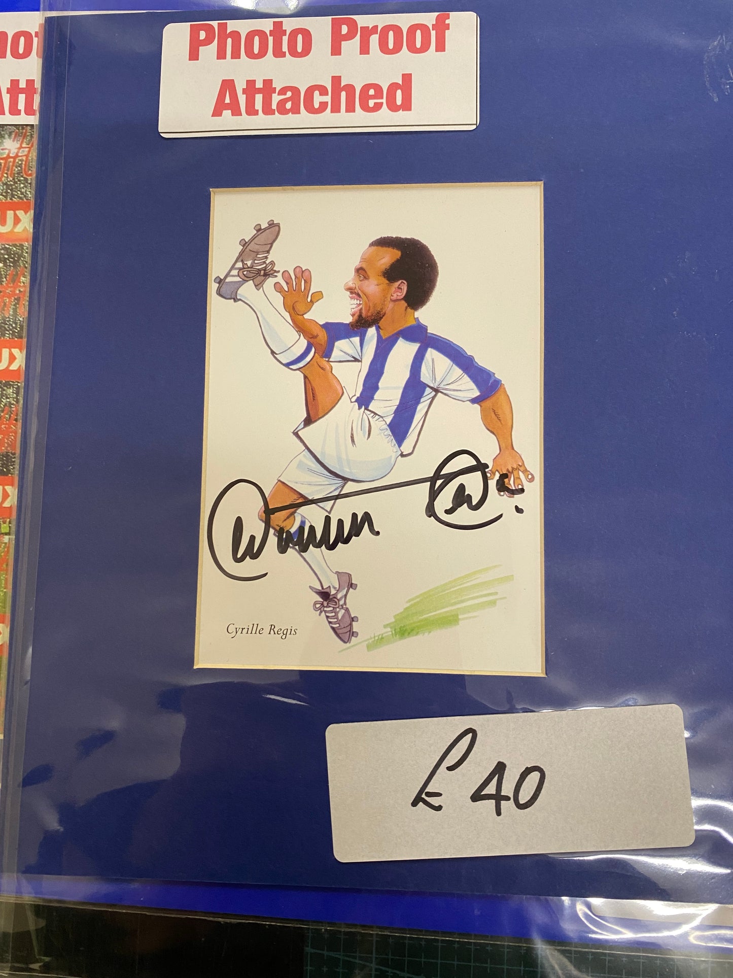 West Bromwich Albion Cyrille Regis personally signed caricature