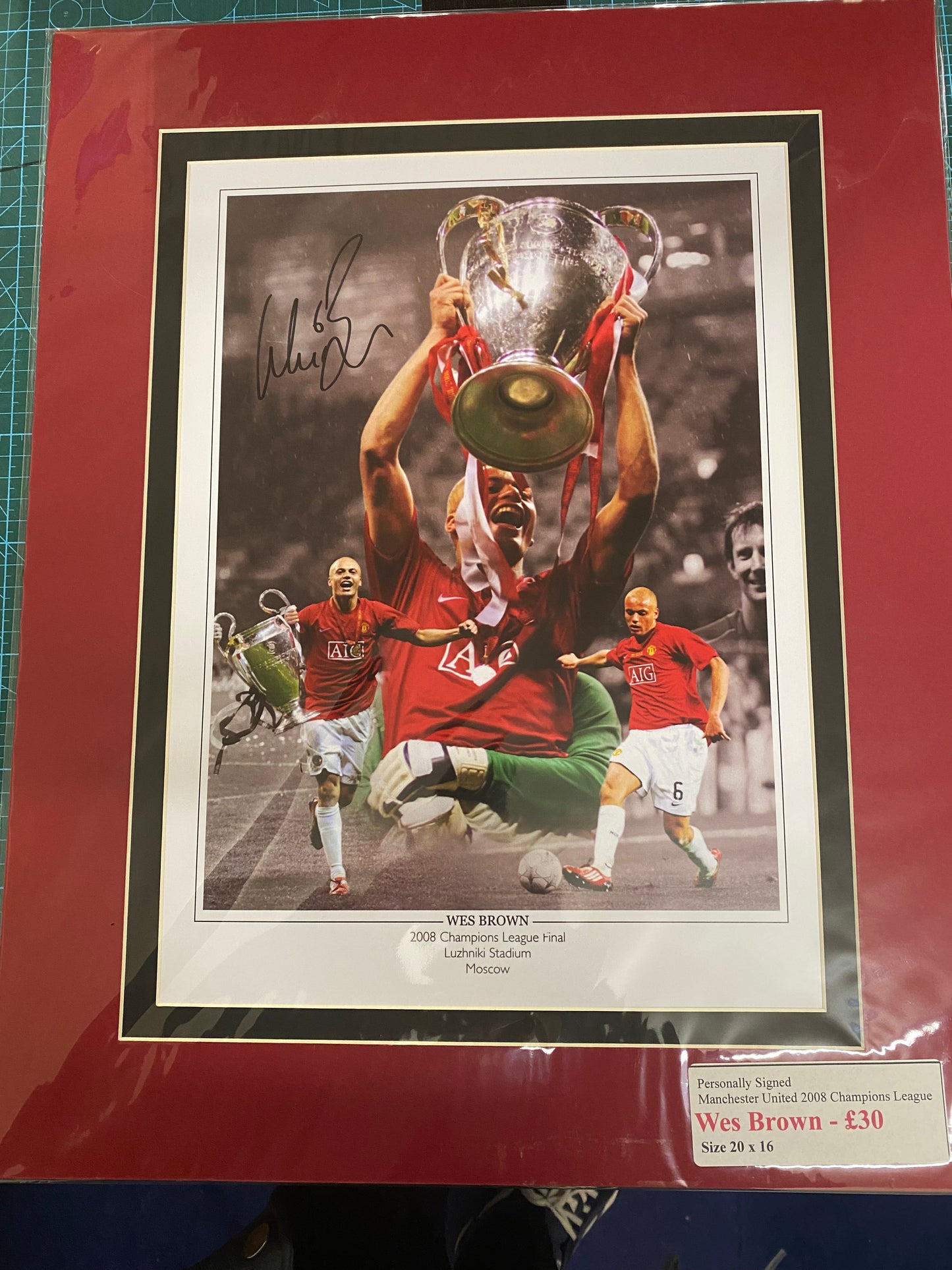 Manchester United Wes Brown personally signed limited edition print