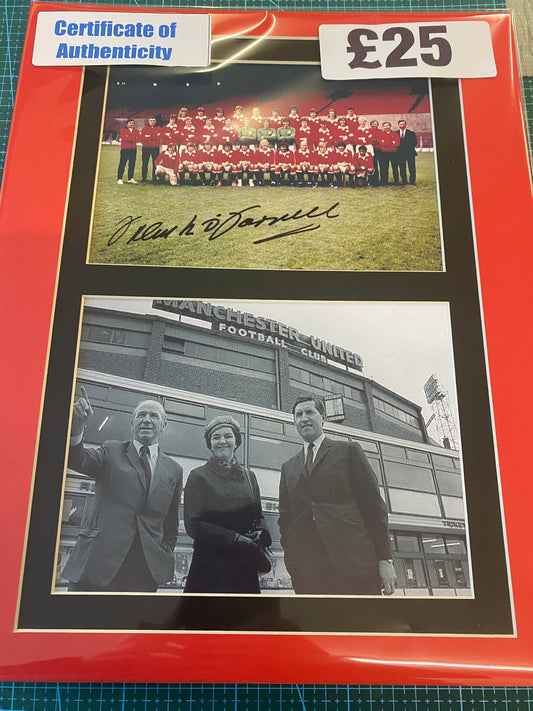 Manchester United manager Frank O’Farrell personally signed display