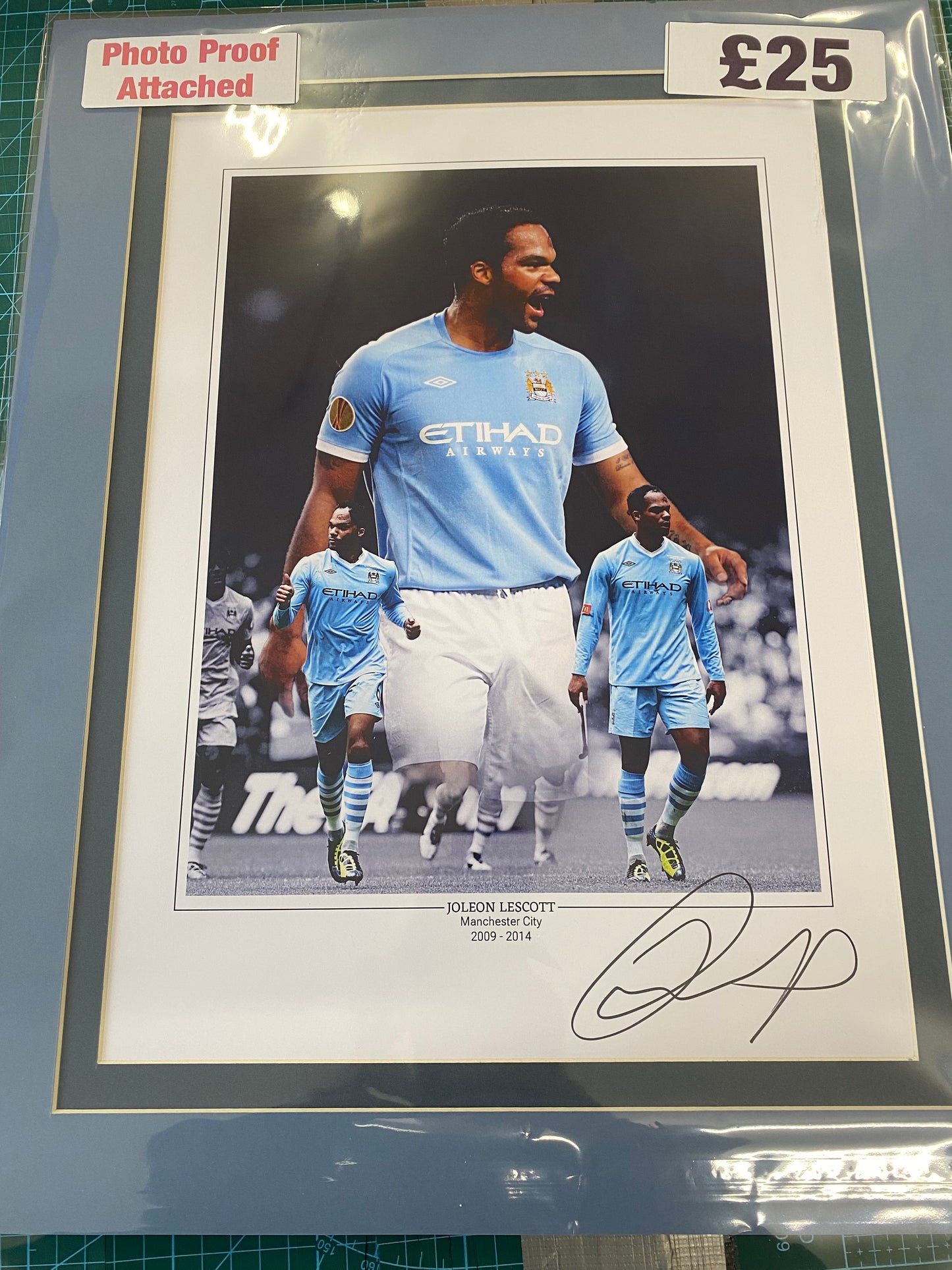 Manchester City Joleon Lescott personally signed limited edition print