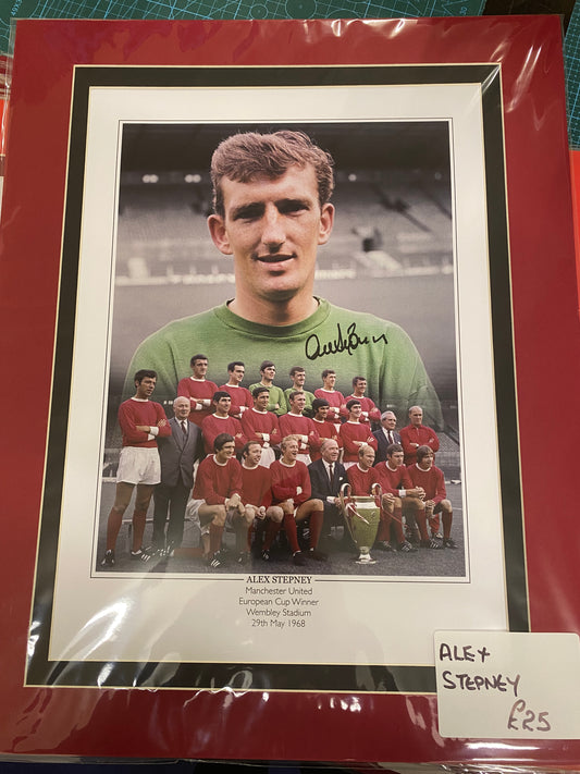 Manchester United Alex Stepney personally signed limited edition print