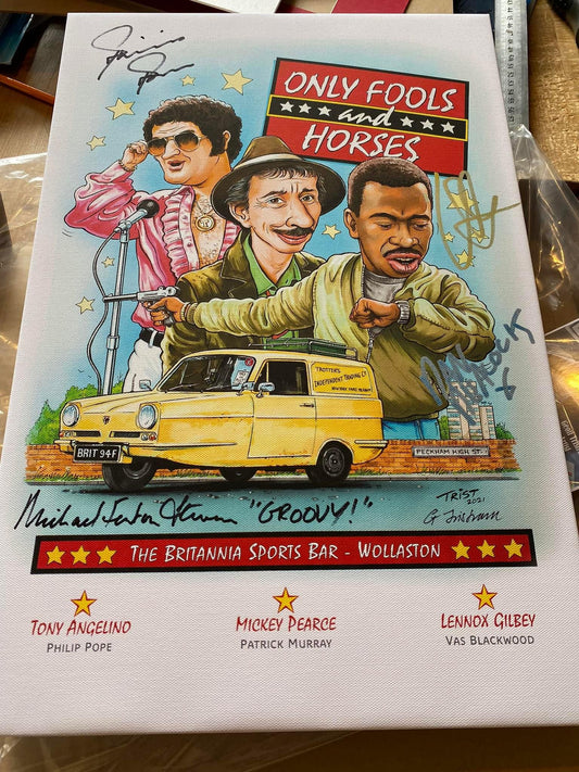 Only Fools & Horses canvas personally signed by 4 original cast members