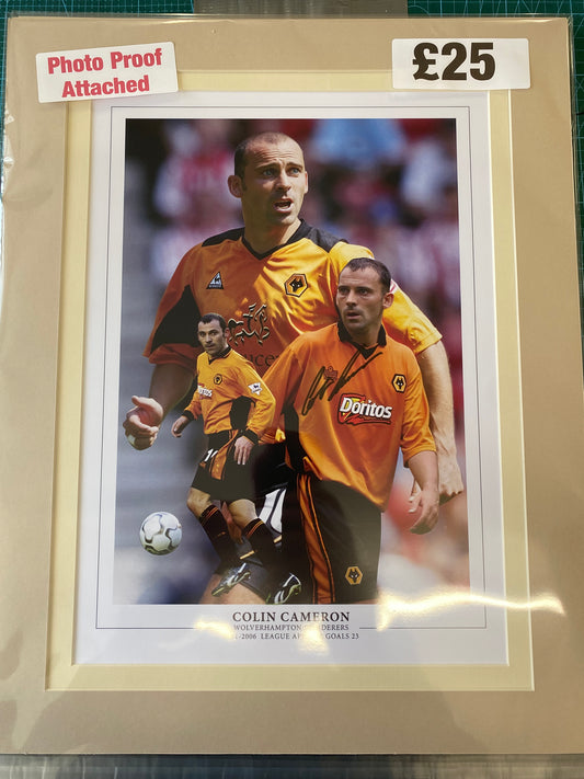 Wolverhampton Wanderers Colin Cameron personally signed limited edition print