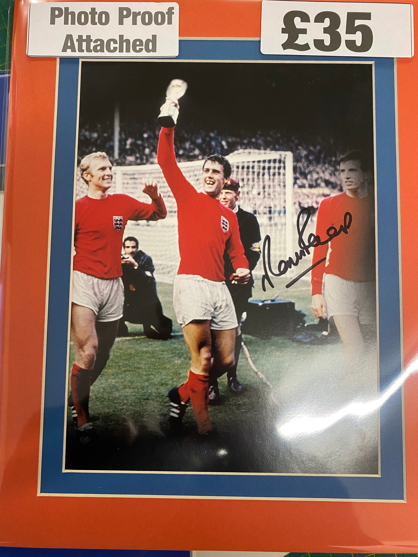England 1966 World Cup Winner Martin Peters personally signed photograph Rising