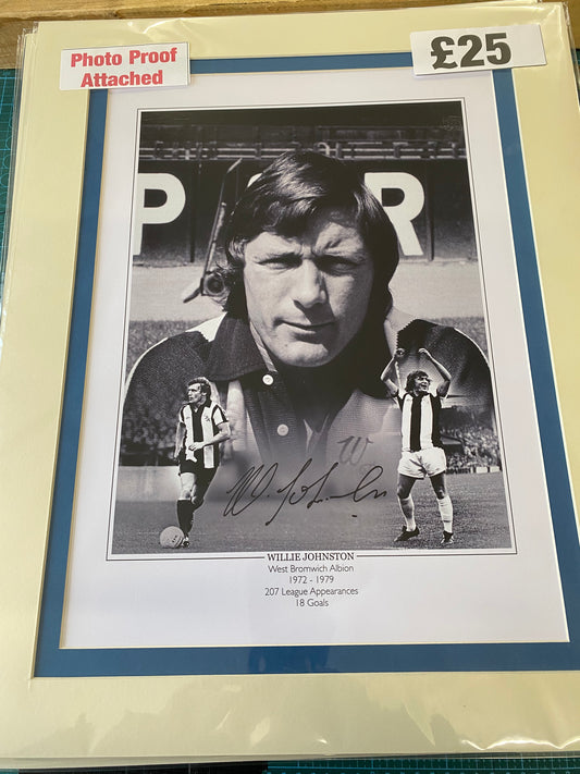 West Bromwich Albion Willie Johnston personally signed limited edition print