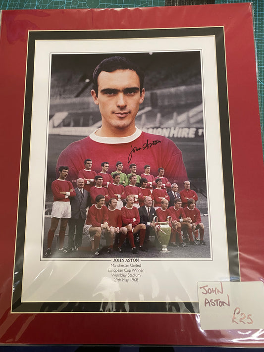 Manchester United John Aston personally signed limited edition print lo