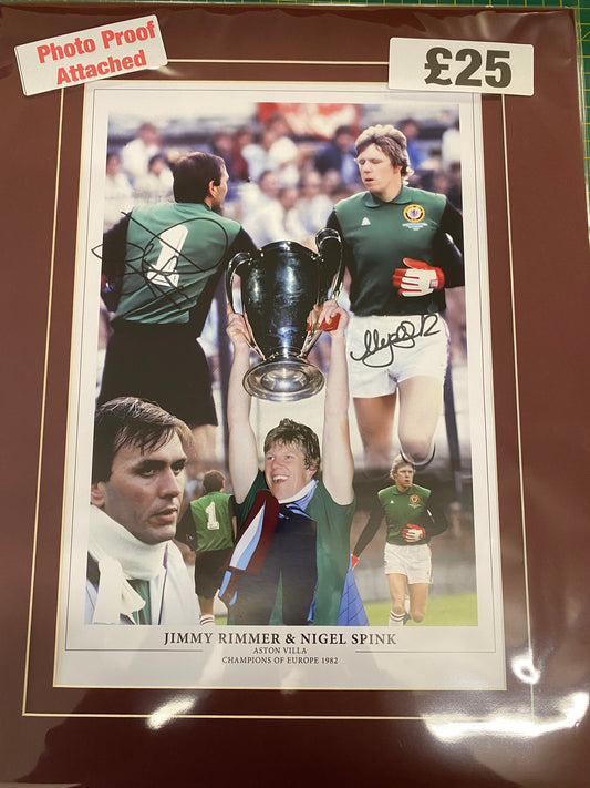 Aston Villa Jimmy Rimmer & Nigel Spink personally signed limited edition print