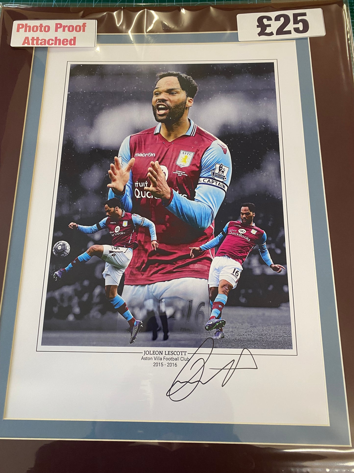 Aston Villa Joleon Lescott personally signed limited edition print