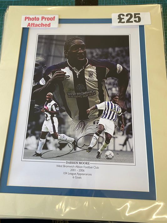 West Bromwich Albion Darren Moore player personally signed limited edition print