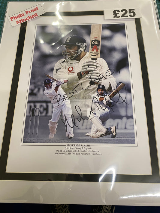 Cricket Mark Ramprakash personally signed limited edition print