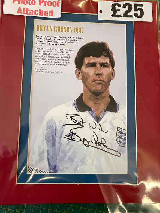 England Bryan Robson personally signed