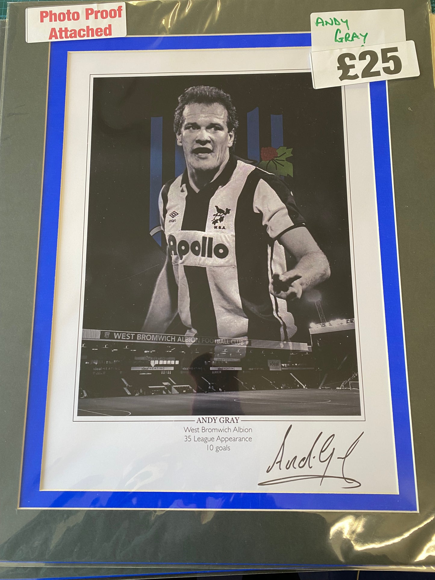 West Bromwich Albion Andy Gray personally signed limited edition print