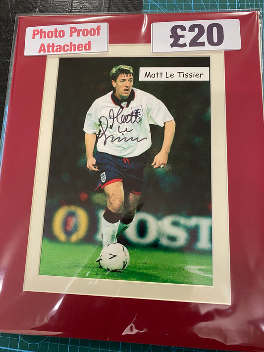 England Matt Le Tissier personally signed photograph