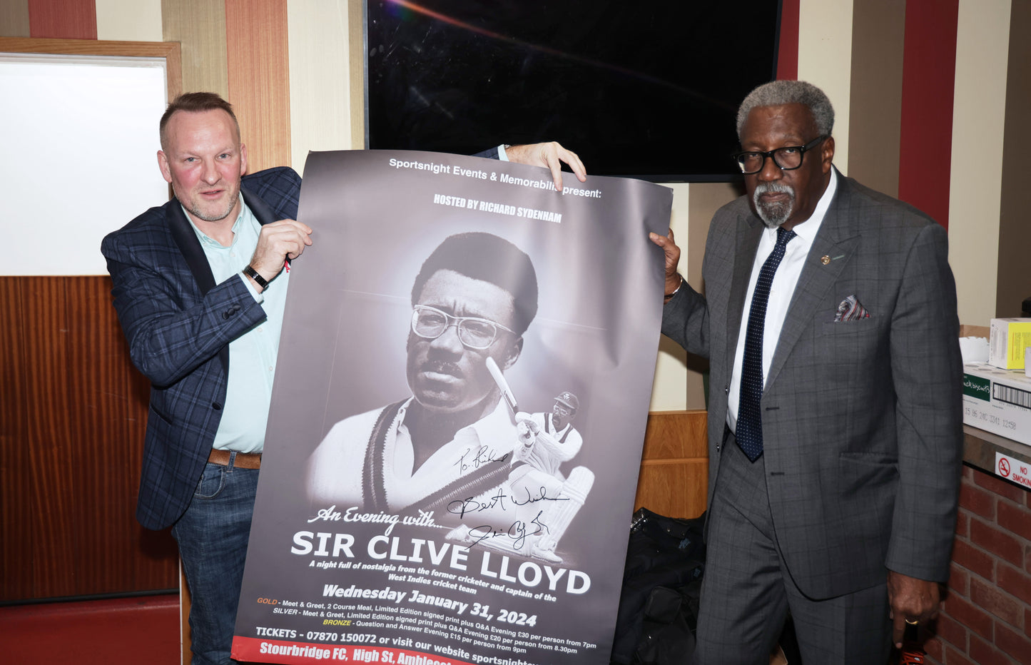 Cricket mini bat personally signed by Sir Clive Lloyd