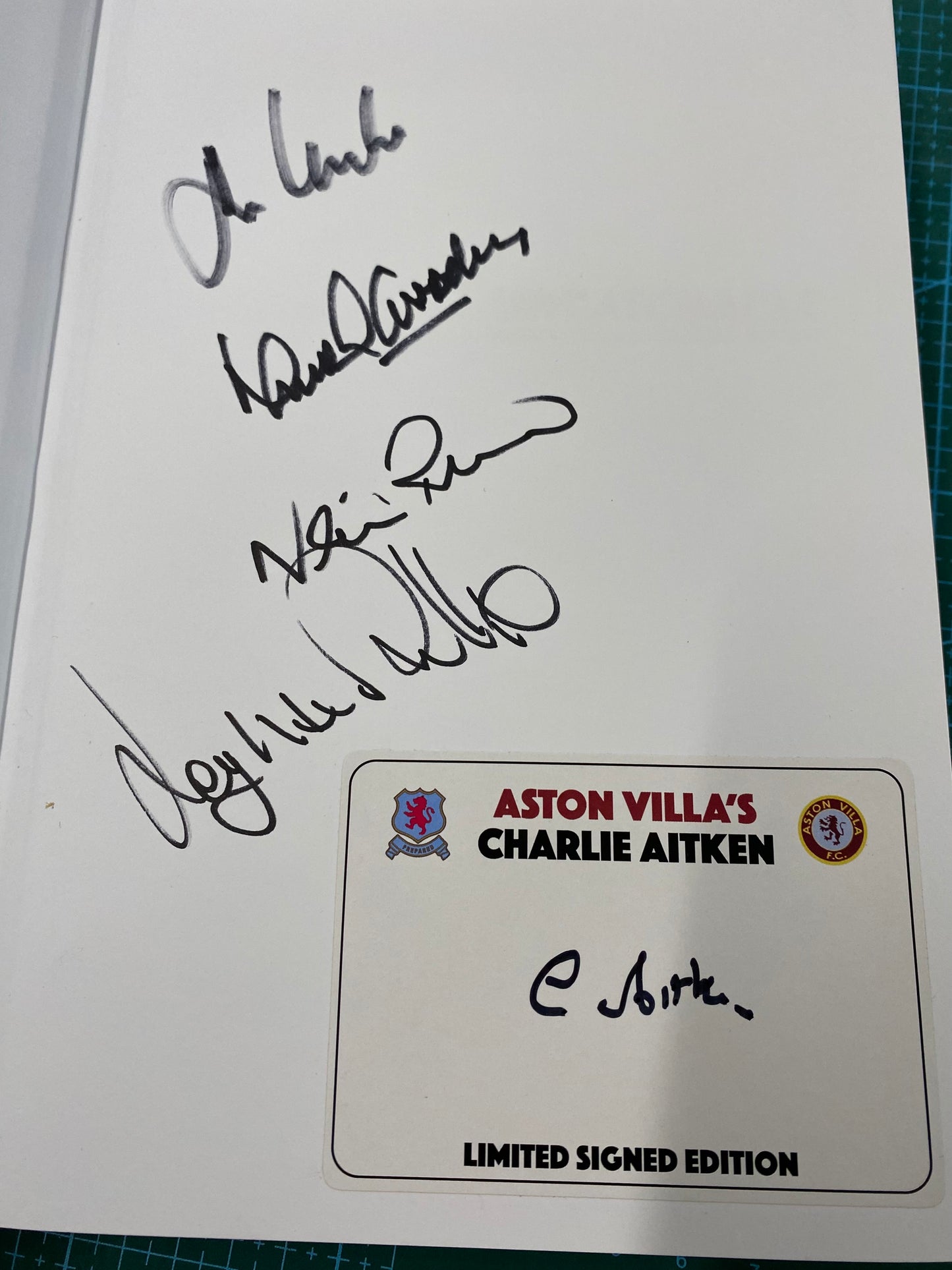 Aston Villa Charlie Aitken book personally signed by 5