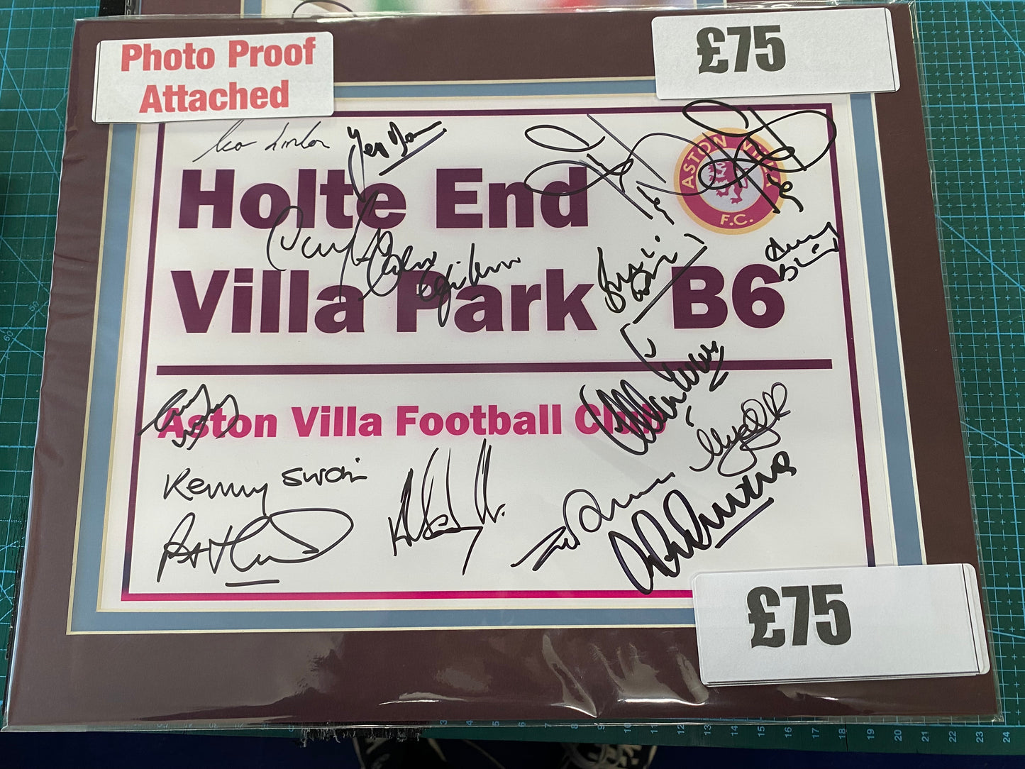 Aston Villa multi signed street signed signed by Villa 1982 European Cup Winners