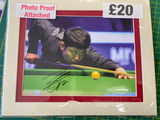 Snooker Zhang Anda personally signed photograph