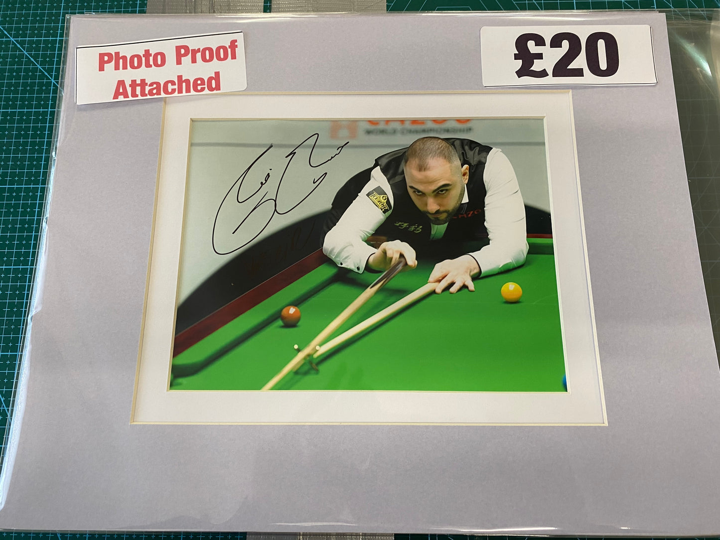 Snooker Hossein Vafaei personally signed photograph Sportsnight