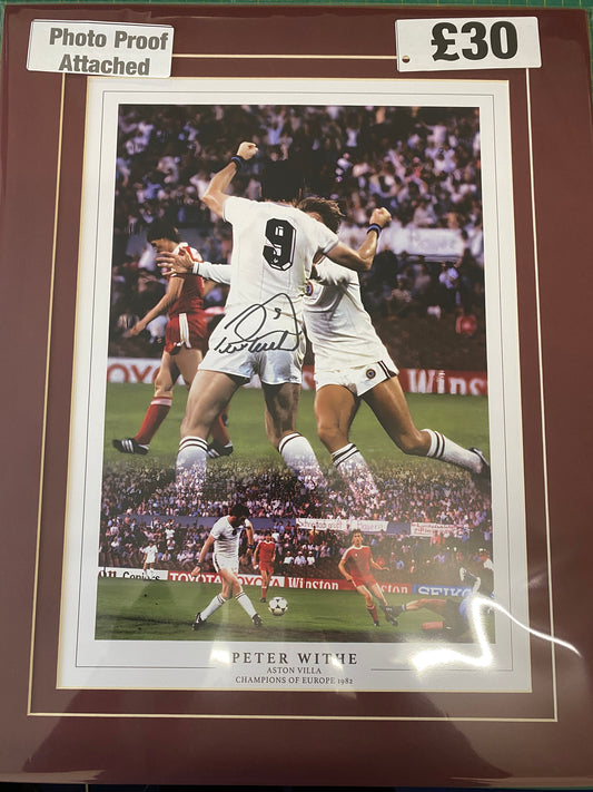 Aston Villa Peter Withe personally signed limited edition montage