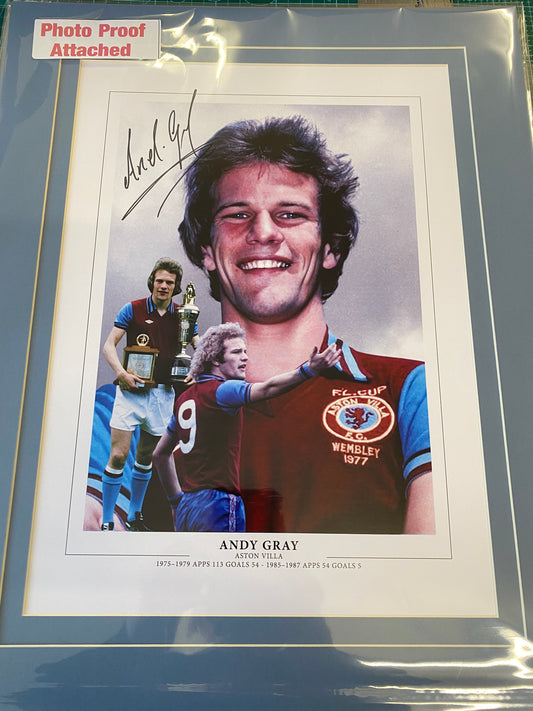 Aston Villa Andy Gray personally signed limited edition print