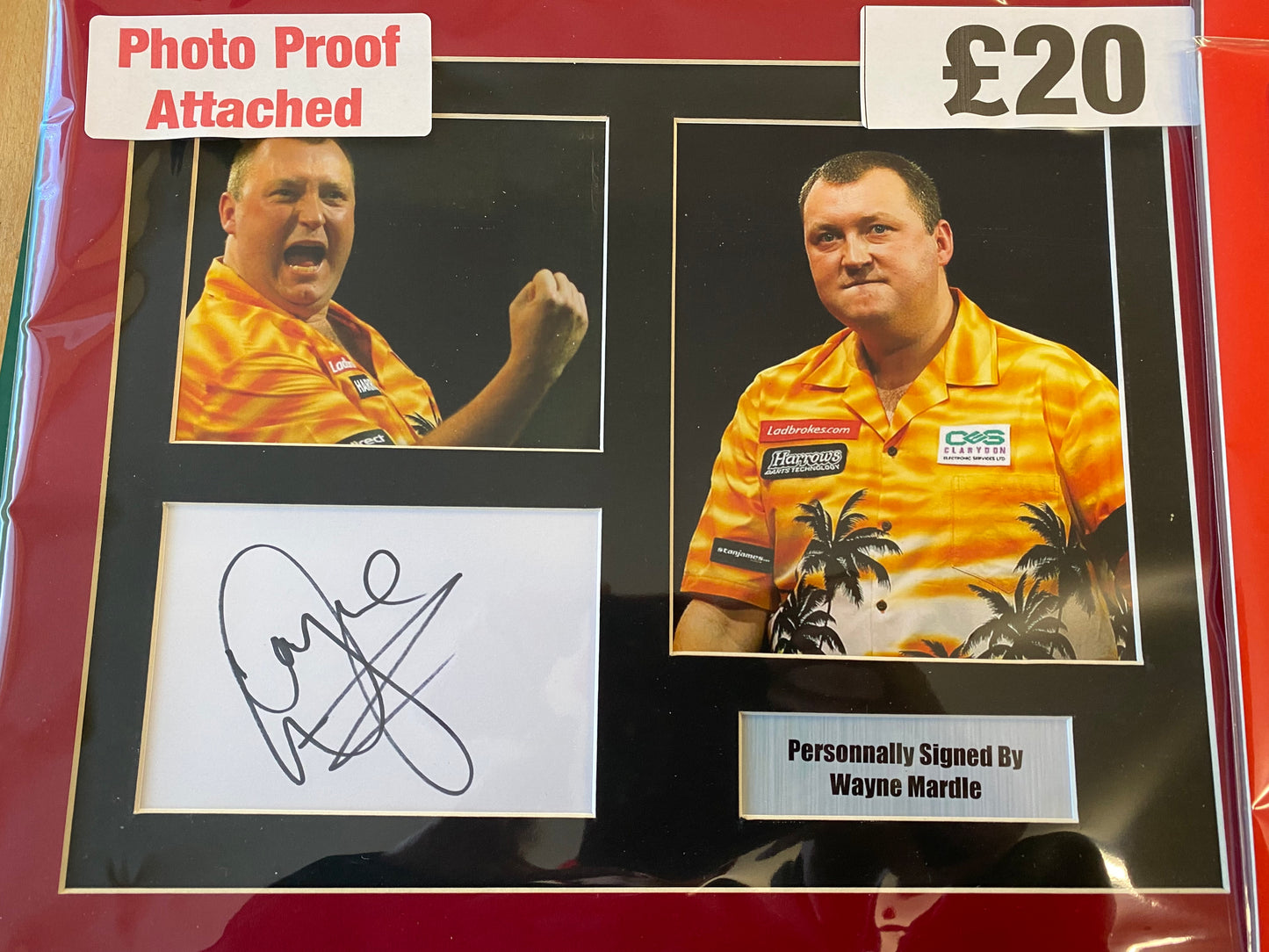 Darts Wayne Mardle personally signed display