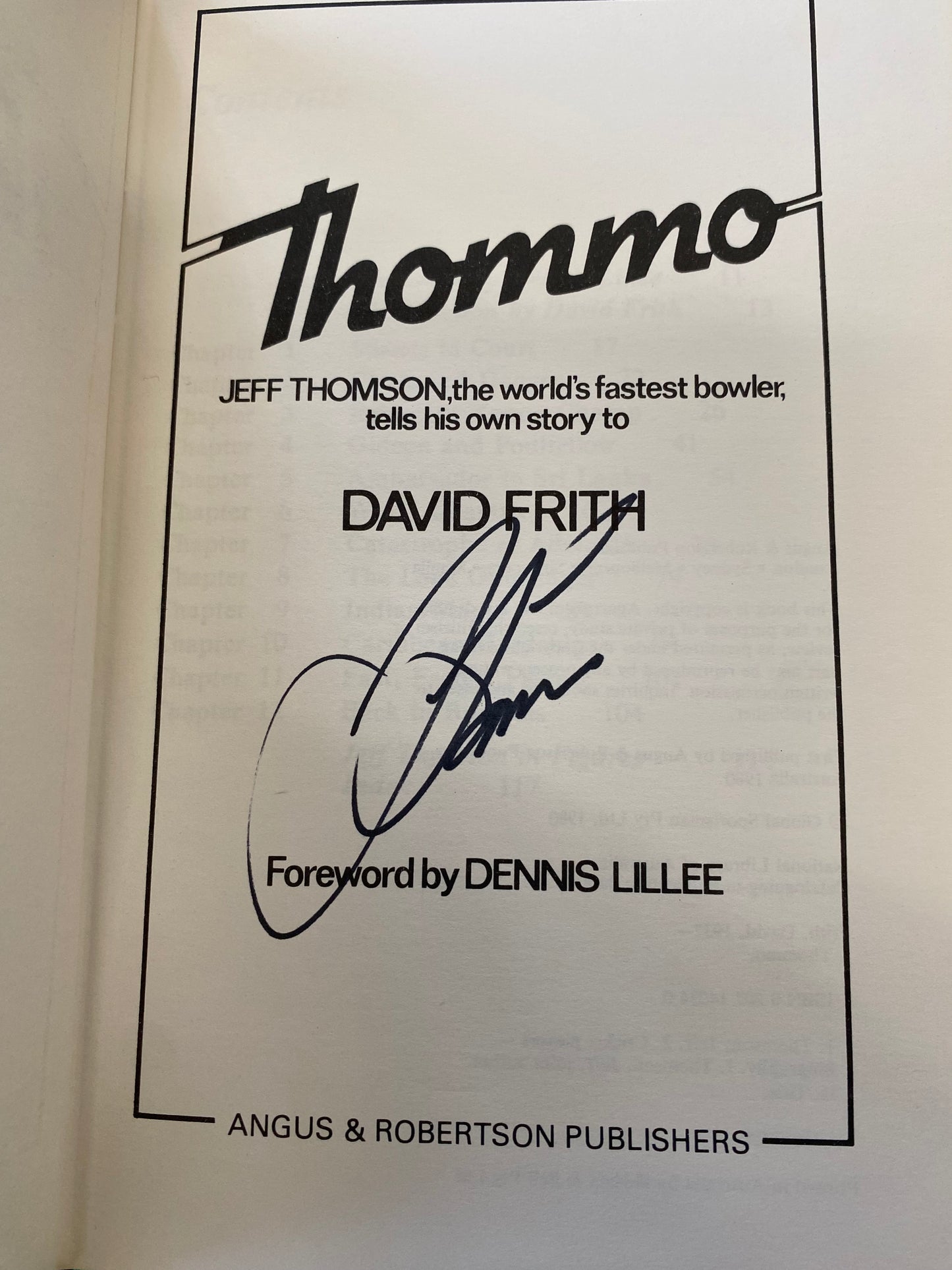 Cricket Australian Jeff Thomson personally signed autobiography Thommo
