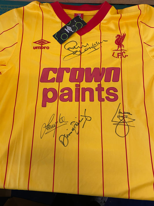 Liverpool 1982 shirt personally signed by legends Phil Thompson, Sammy Lee, Mark Lawrenson & David Fairclough