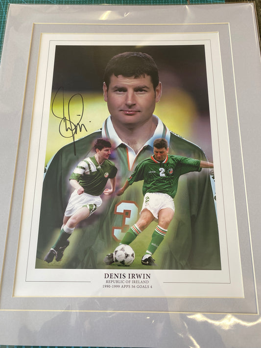 Republic of Ireland Denis Irwin personally signed limited edition print