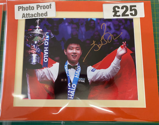 Snooker Zhao Xintong personally signed photograph. 2025 World Champion