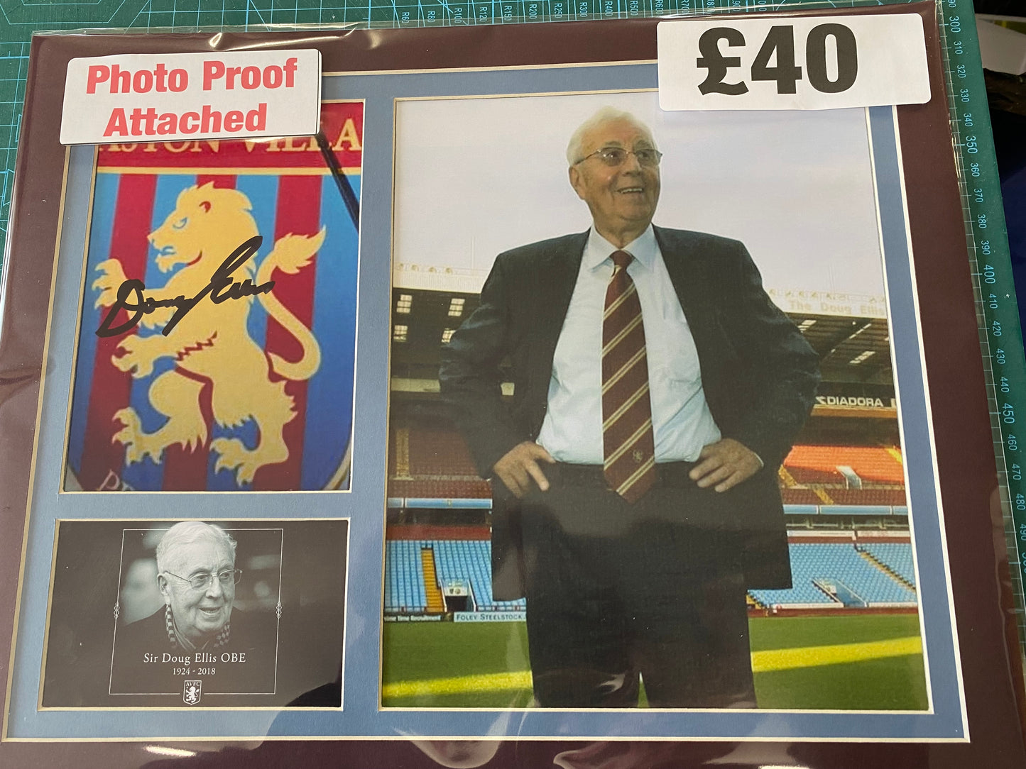 Aston Villa Doug Ellis Personally signed display