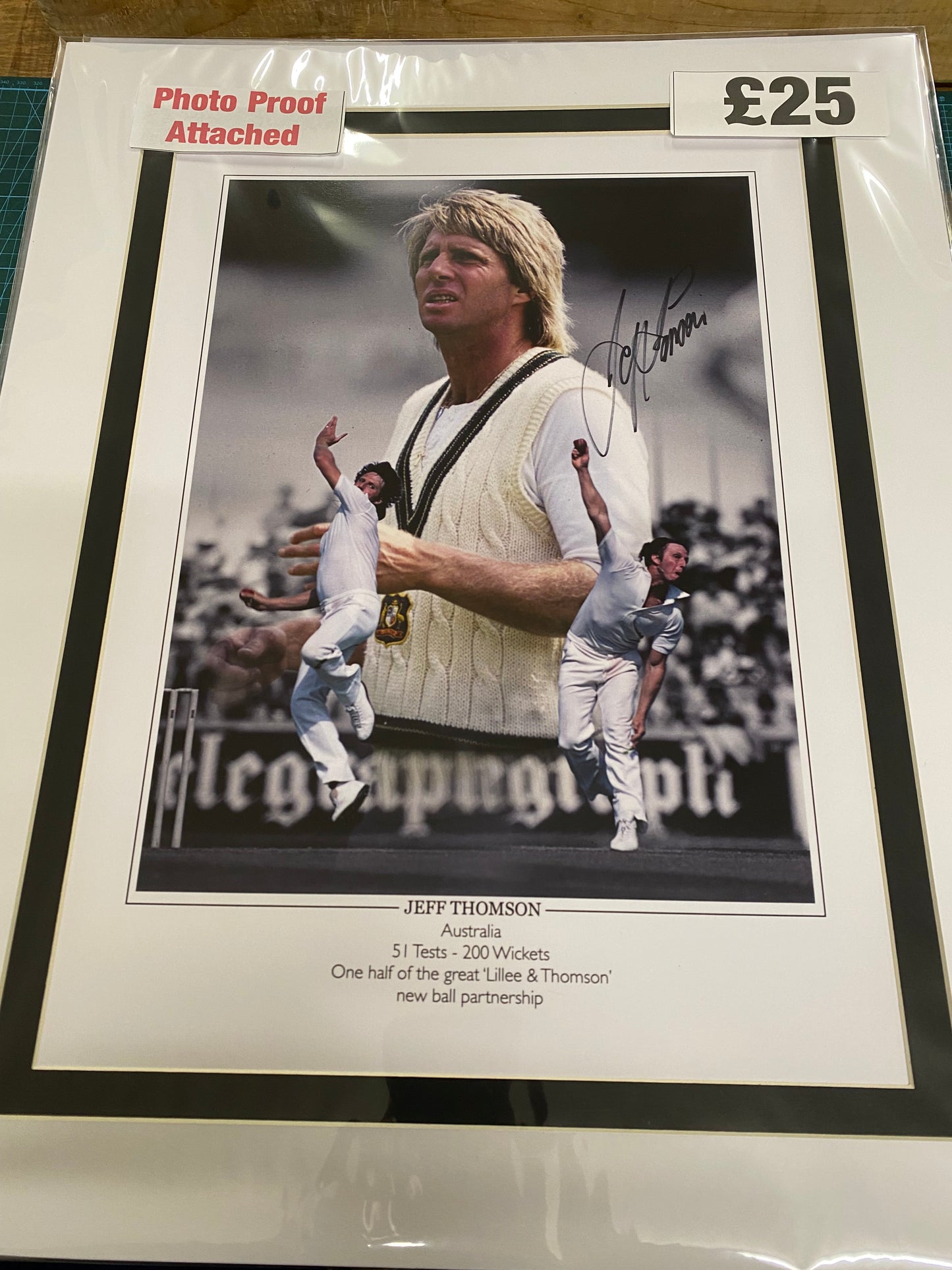 Cricket Jeff Thompson Australia personally signed limited edition print