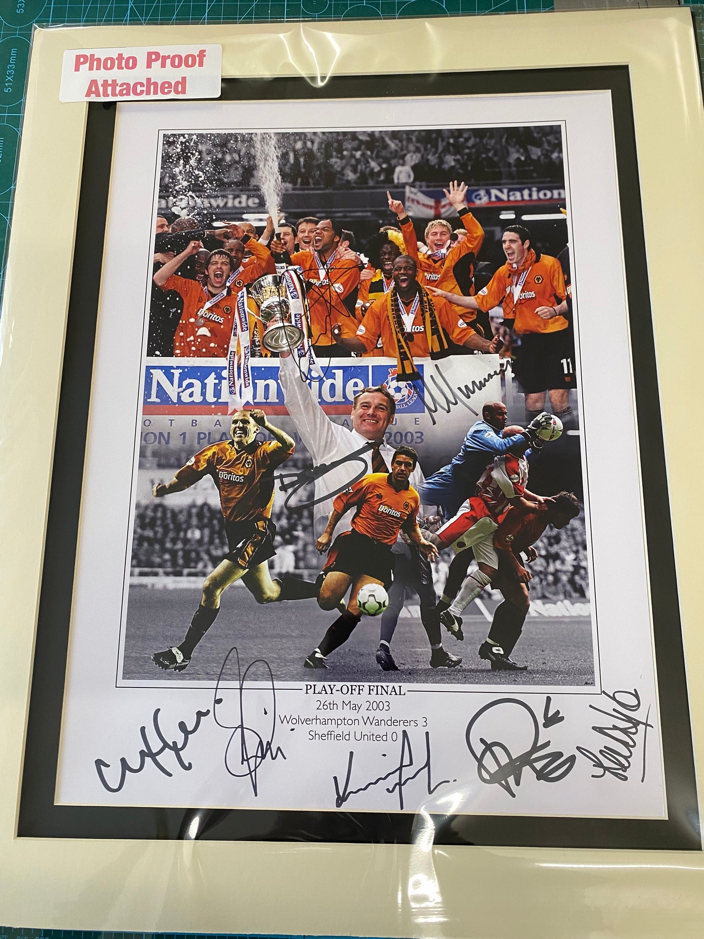 Wolverhampton Wanderers 2003 playoff final personally signed by 8