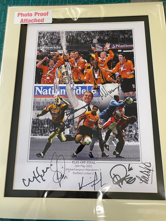 Wolverhampton Wanderers 2003 playoff final personally signed by 8