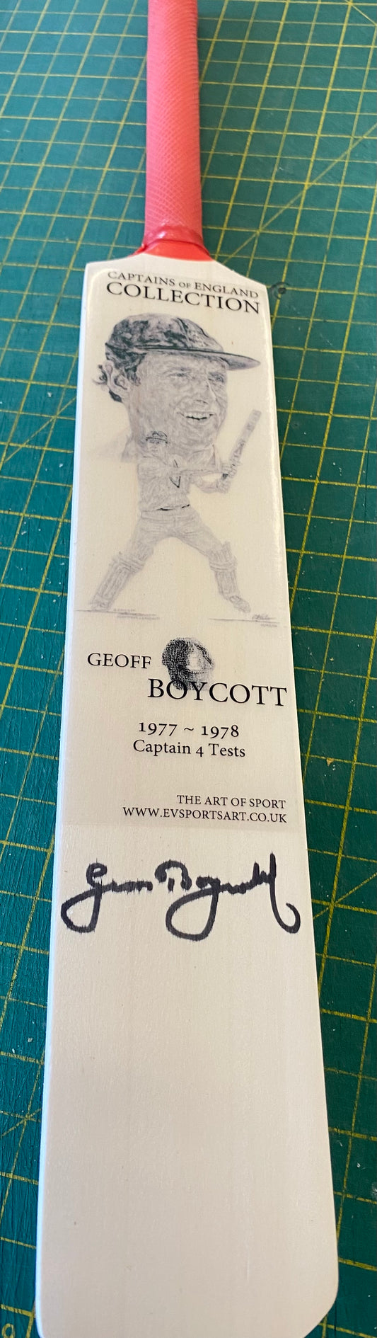 Cricket Sir Geoffrey Boycott personally signed mini England bat