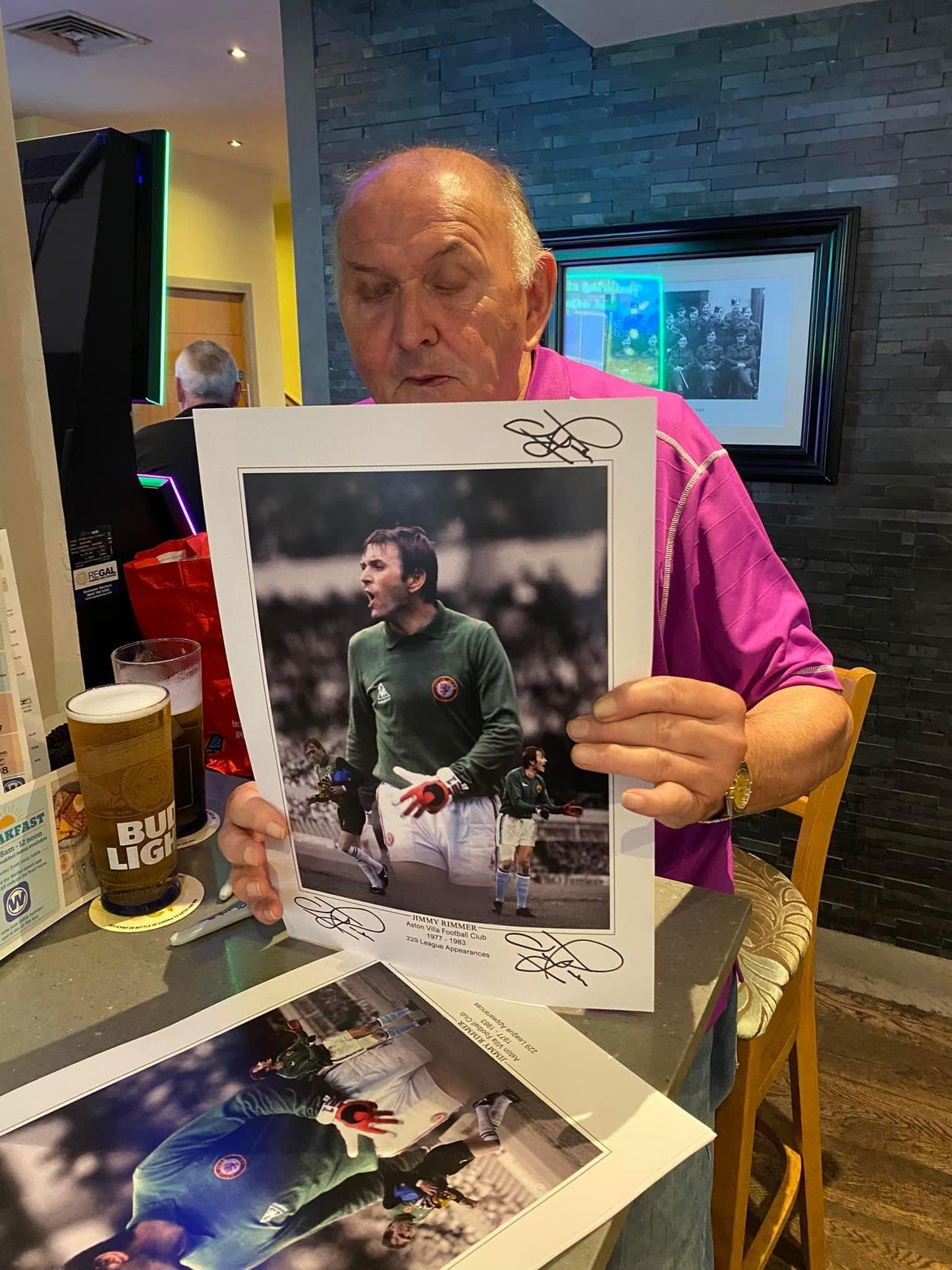 Aston Villa legend Jimmy Rimmer personally signed limited edition print