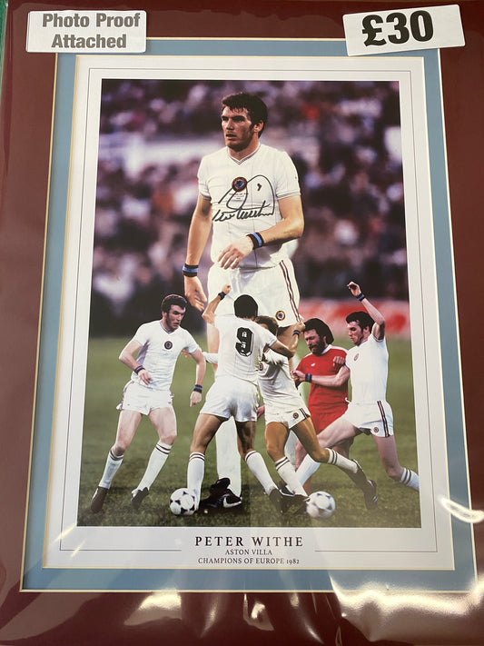 Aston Villa Peter Withe personally signed limited edition montage 1982 European Cup Final.