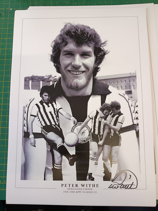 Newcastle United Peter Withe personally signed montage