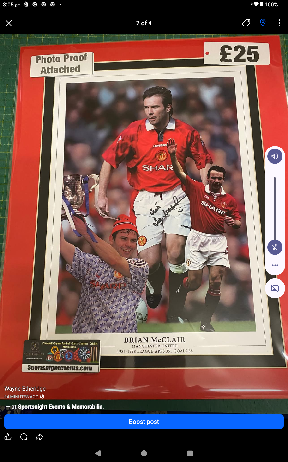 Manchester United Brian McClair personally signed montage