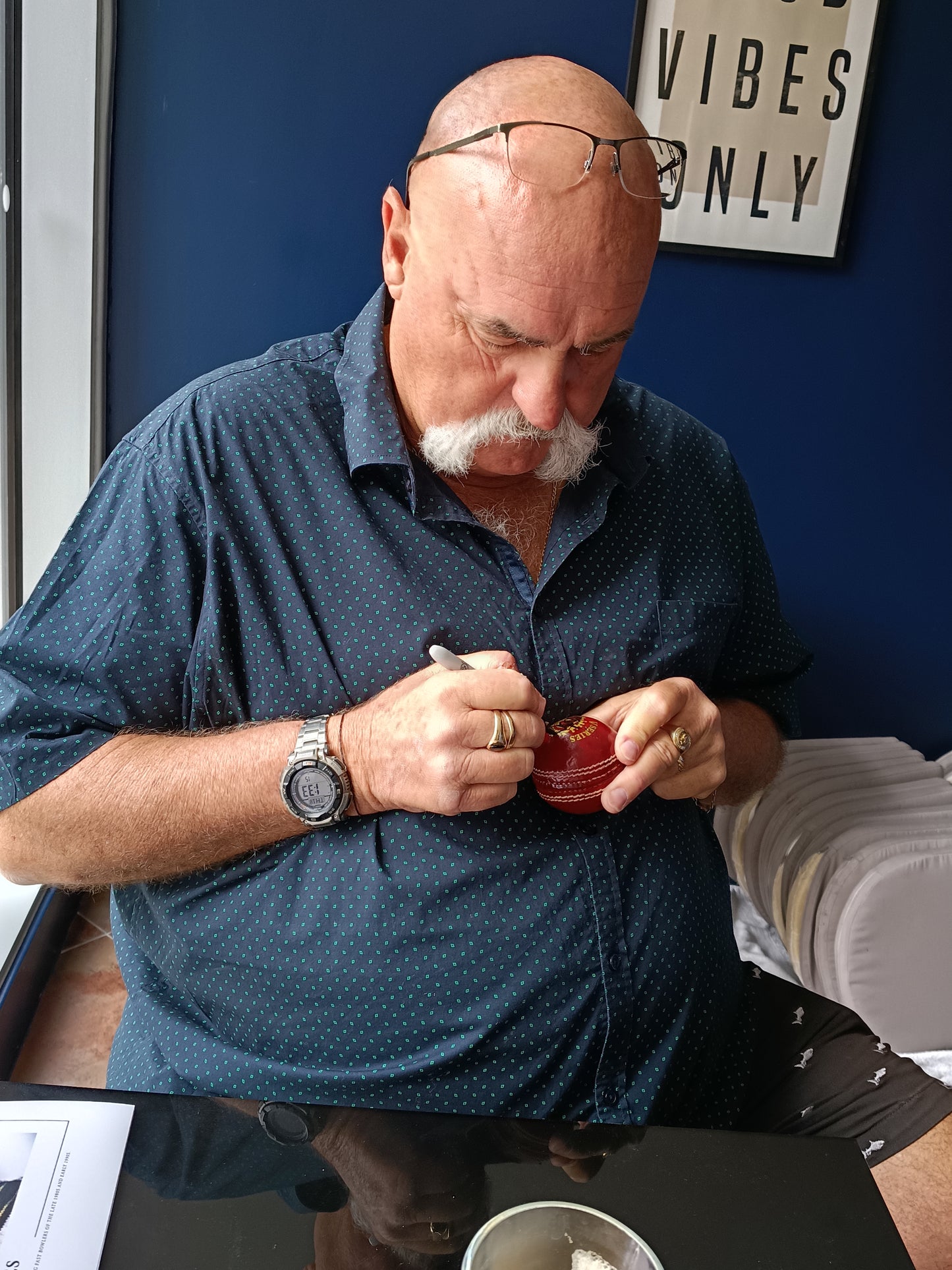 Cricket Australian cricket legend Merv Hughes personally signed red cricket ball