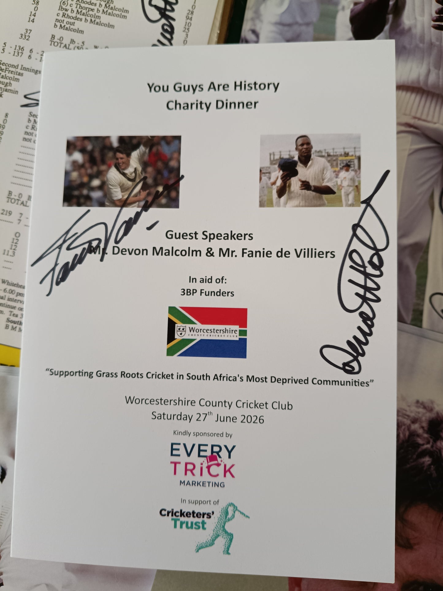 Cricket England Devon Malcolm personally signed photo