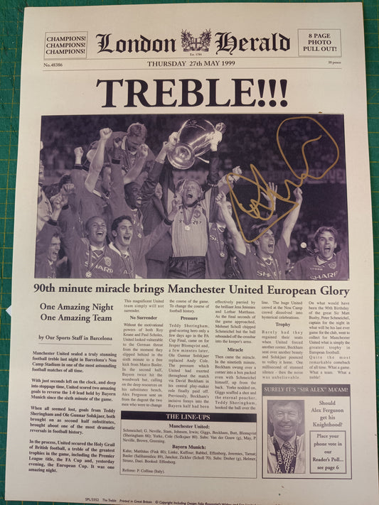 Manchester United Andy Cole personally signed London Herald
