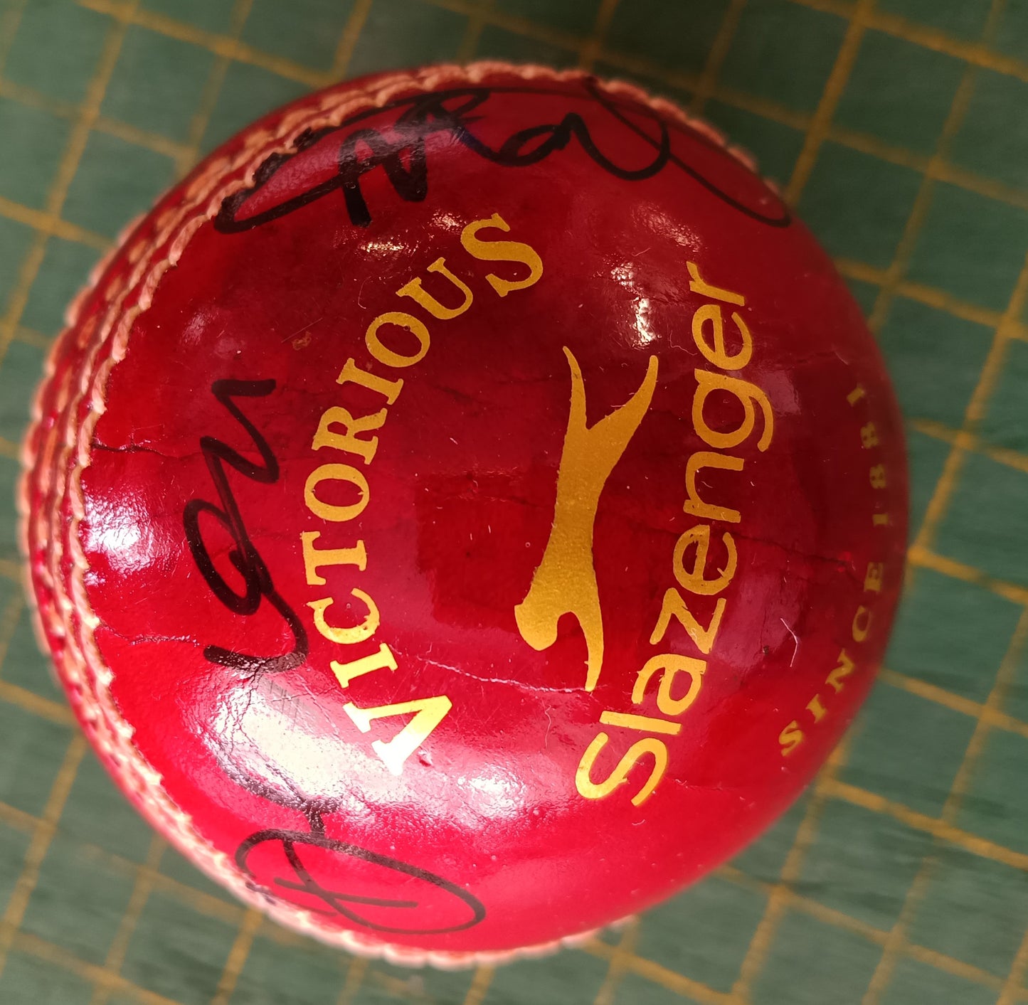 Cricket England Devon Malcolm personally signed Red cricket ball