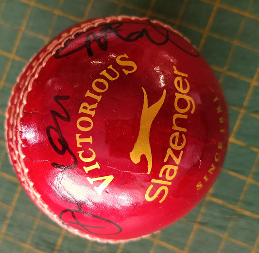 Cricket England Devon Malcolm personally signed Red cricket ball