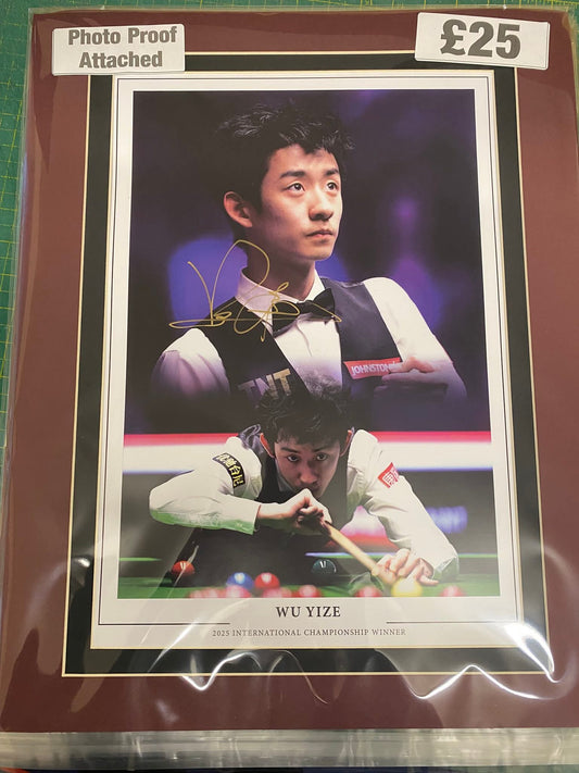 Snooker Wu Yize personally signed limited edition montage