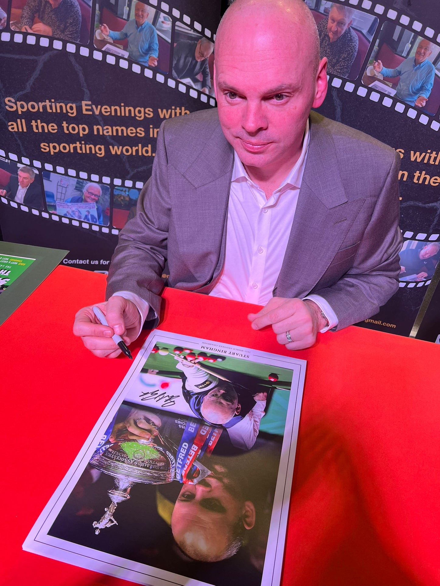Snooker Stuart Bingham personally signed montage