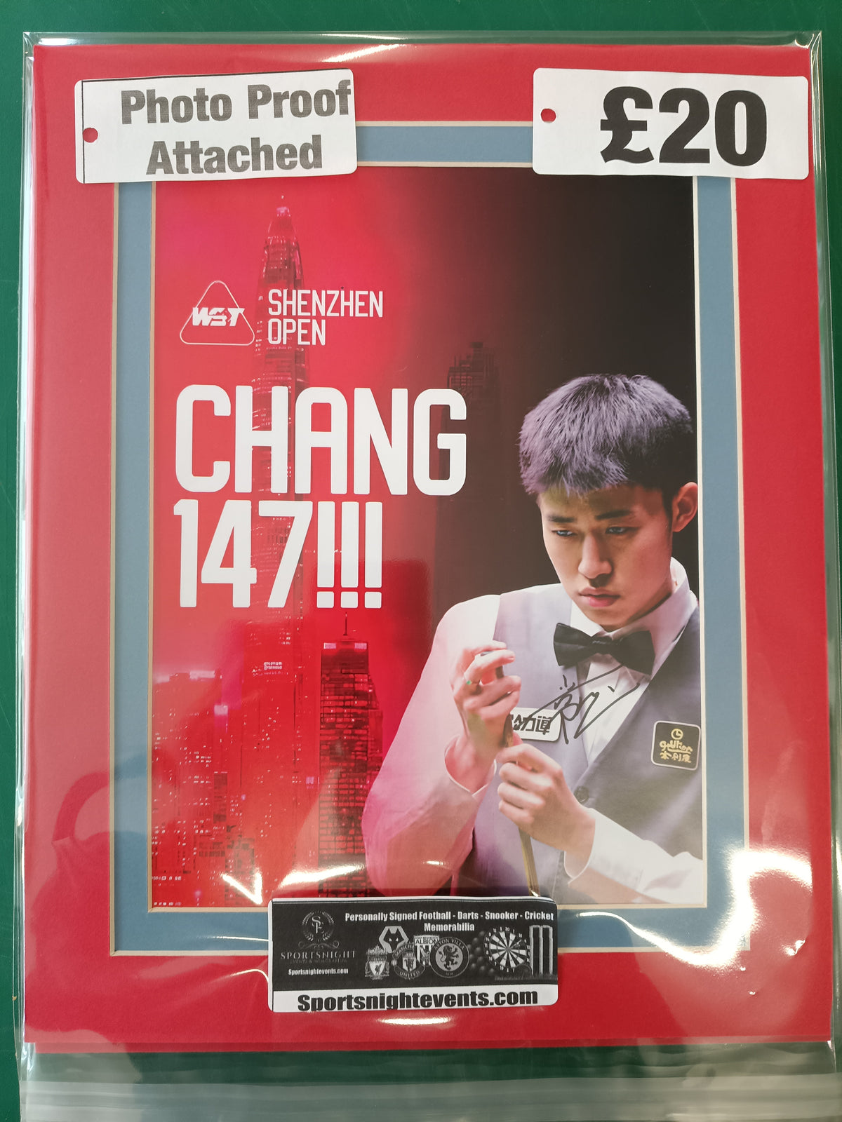 Snooker Chang Bingyu personally signed