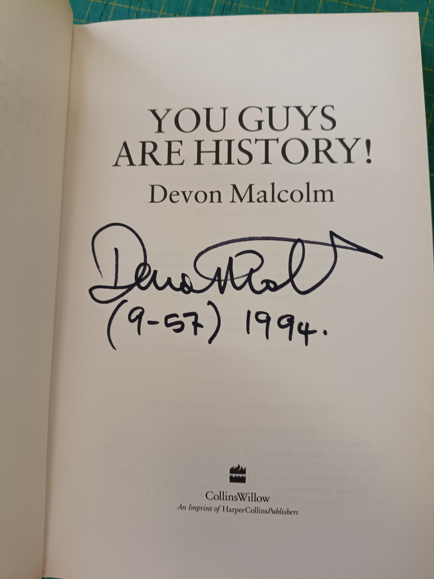 Cricket England Devon Malcolm personally signed autobiography