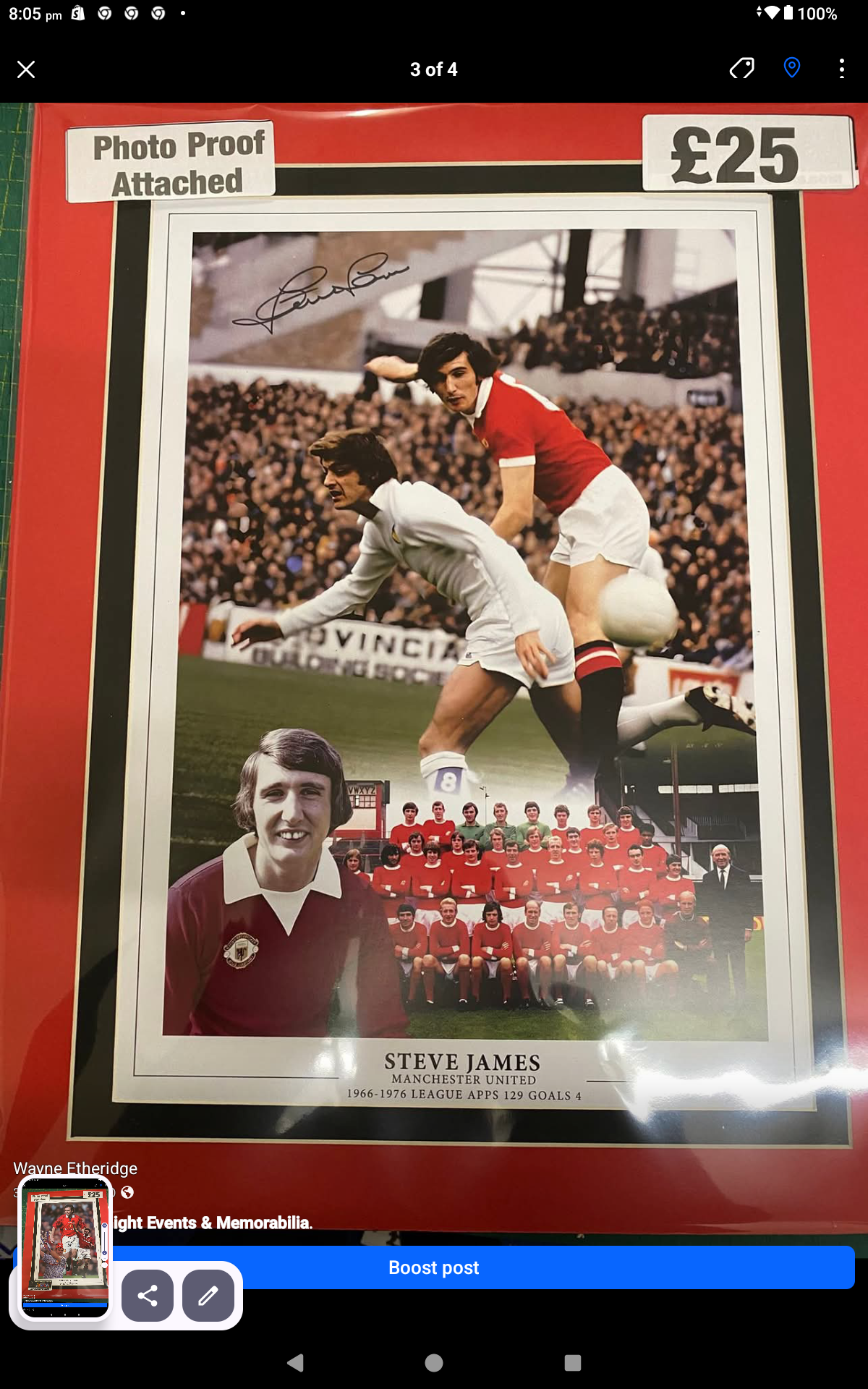 Manchester United Steve James personally signed montage